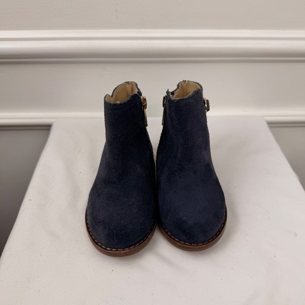 Janie and Jack Navy Blue Suede Ankle Boots Toddler Size 5 Side Zip 100040114